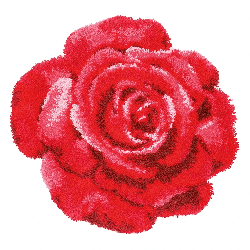 Vervaco Latch Hook Shaped Rug Kit Red Rose