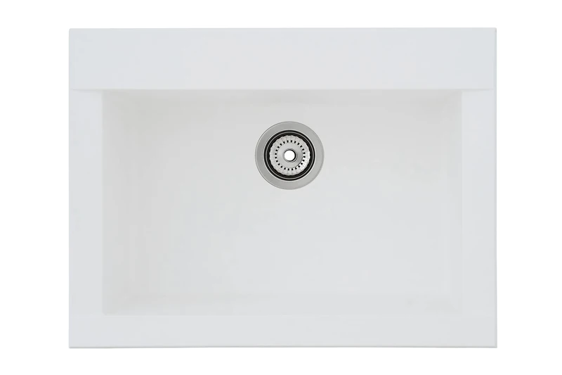 Respekta Ohio Mineralite Sink 66 x 50 cm Single Bowl Suitable for Base Cabinets from 60 cm Wide White