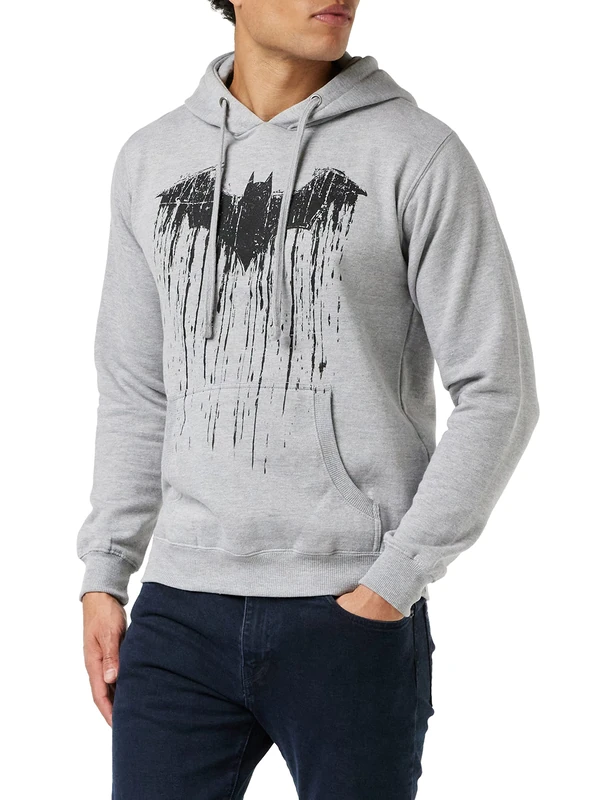 DC Comics Men's Batman Paint Hoodie, Grey (Grey Spo), XL UK - Image 1