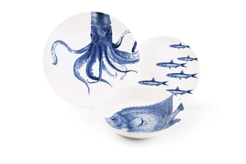 Excelsa Flore et Faune Set Table: 3 Plates, Ceramic