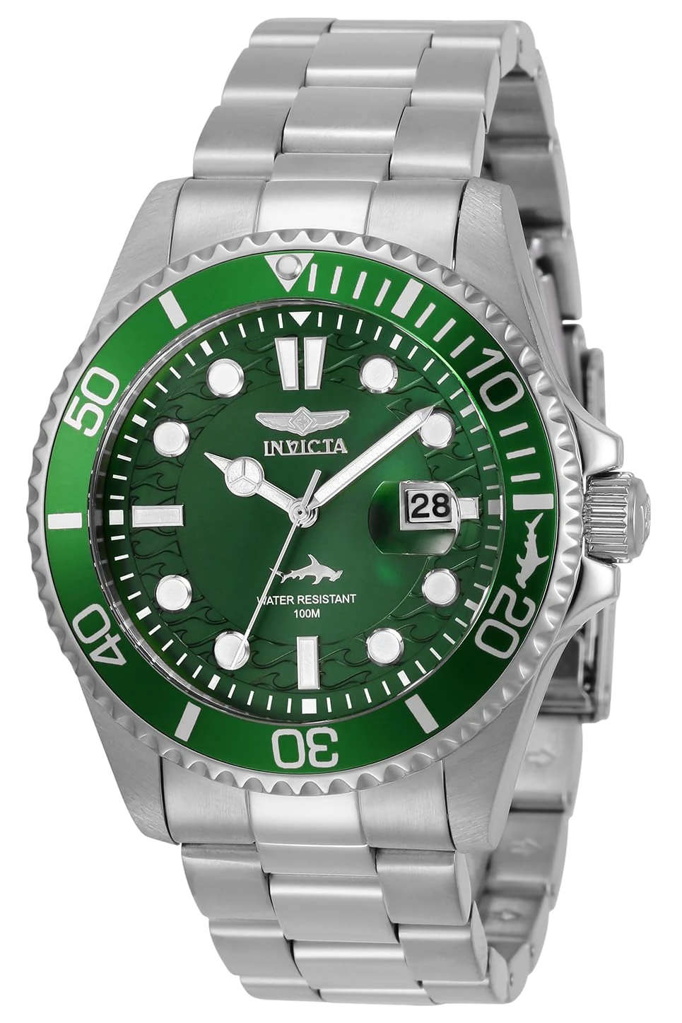 Invicta Pro Diver 30020 Men's Watch - Waterproof - Analogue - Quartz Movement - stainless steel with Green dial - 43mm