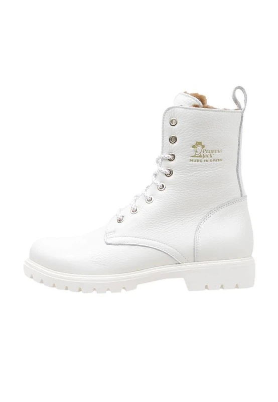 Panama Jack Women's Frisia Combat Boots - White - Size 7 UK