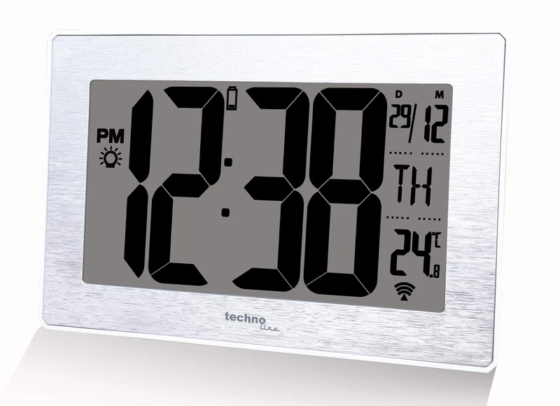 Technoline LED Wall Clock, Silver, Größe: 212 x 140 x 32 mm