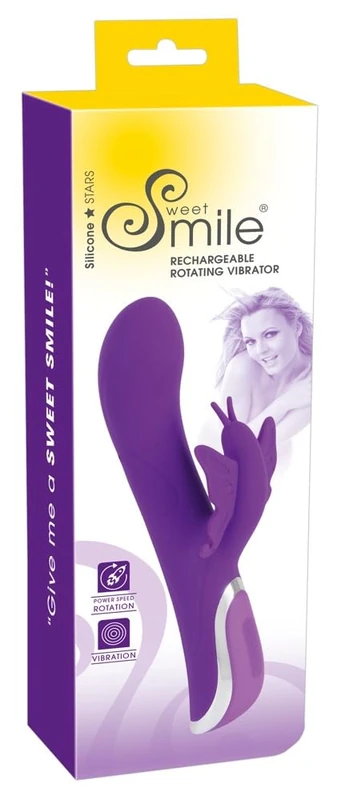 Sweet Smile Rechargeable Rotating Vibrator Purple 23 cm