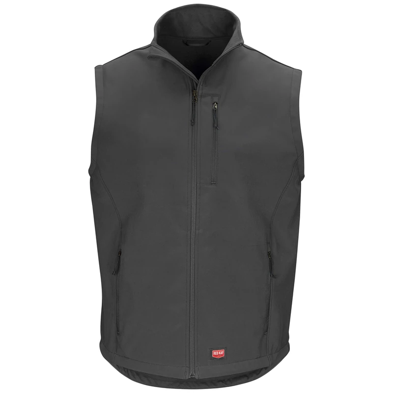 Red Kap Men's Softshell Vest Work Utility Outerwear, Charcoal, XXL