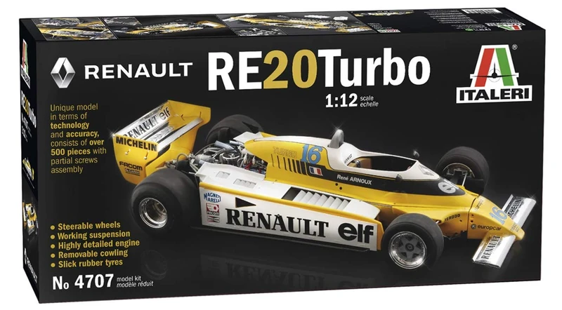 Italeri 4707S – 1:12 Renault RE 20 Turbo, Model Building, Construction Kit, Stand Model Making, Crafts, Hobby, Adhesive, Plastic Kit