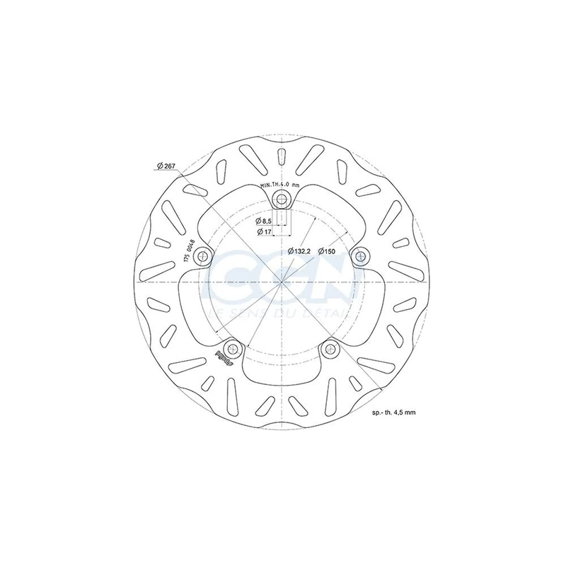 Polini Wave Maxi Scooter Brake Disc Compatible with 125/400/500/530 Yamaha XMax/Tmax (D267)