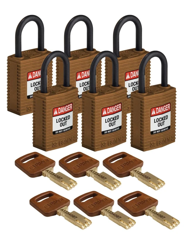 SafeKey Compact Padlock, 33mm x 67mm x 19mm, Brown, Pack of 6
