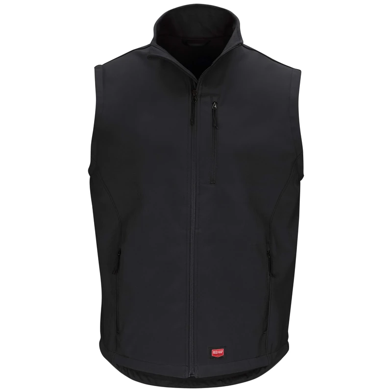 Red Kap Men's Softshell Vest Work Utility Outerwear, Black, XL