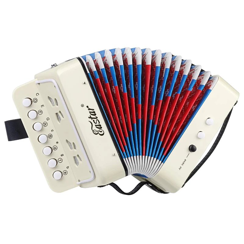 Eastar 10-Key White Button Accordion - Lightweight Educational