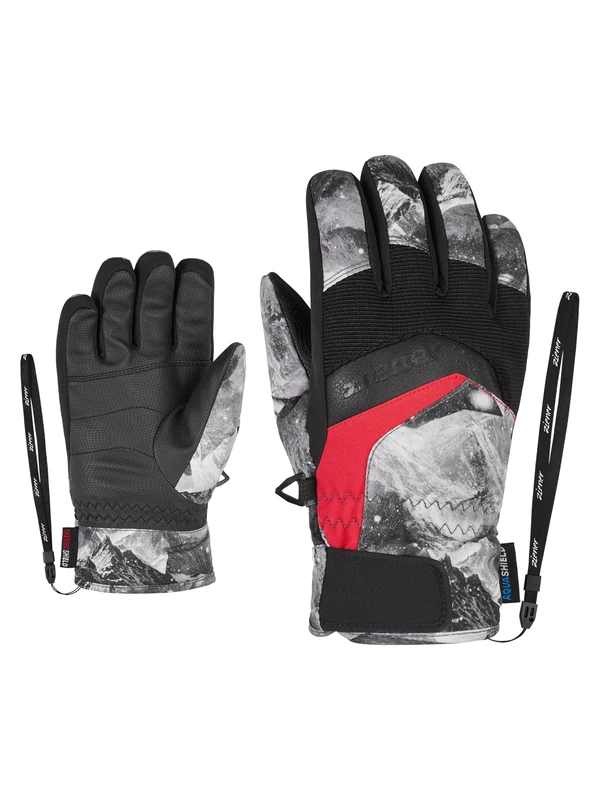 Ziener Boys Labino AS(R) Glove Junior Ski Gloves/Winter Sports, Waterproof, Breathable, Grey Mountain Print, 6