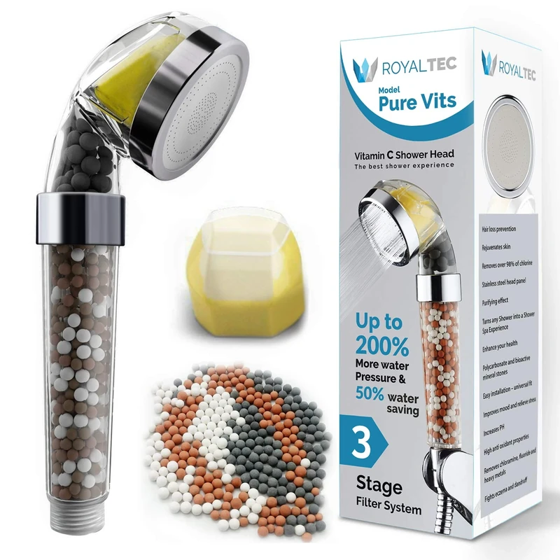 Royaltec Vitamin C Shower Head – Ionic Filtered High-Pressure Shower for Hard Water | Softens Skin, Boosts Pressure, Citrus Filter Included | Universal Fit (UK) (Shower Head)