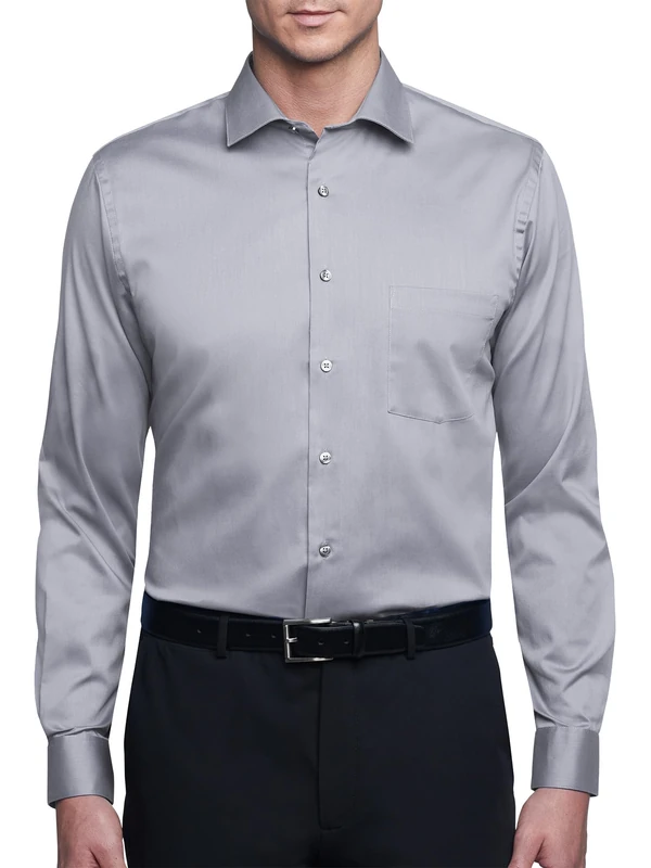 Van Heusen Men's Dress Shirt Regular Fit Flex Collar Stretch Solid, Grey Mist, 16" Neck 36"-37" Sleeve - Image 1