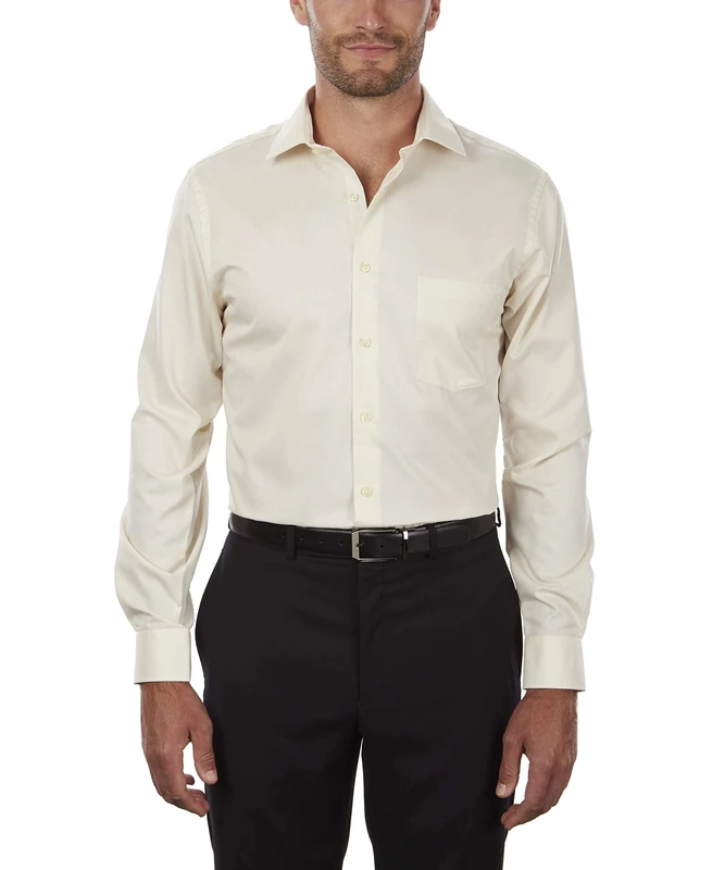 Van Heusen Men's Fit Dress Shirt Flex Collar Stretch Solid (Big and Tall), Canvas, 17.5" Neck 37"-38" Sleeve