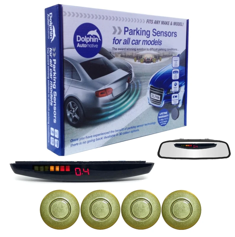 Dolphin DPS455 Reverse Parking Sensors In 32 Colours 4 Ultrasonic Radar Sensors Kit Audio & Rear Roof Mounted Display Alert System Matt & Gloss Black +30 More Colours (Grass Green)