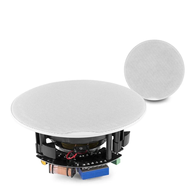 Power Dynamics In-Ceiling Speaker System Flush Mount Pair – 5.25 Inch 2-Way Coaxial Low Profile Ceiling Speakers, Magnetic Grille, 100V and 8 Ohm, 160W for Home Kitchen Cafe Restaurant Installations