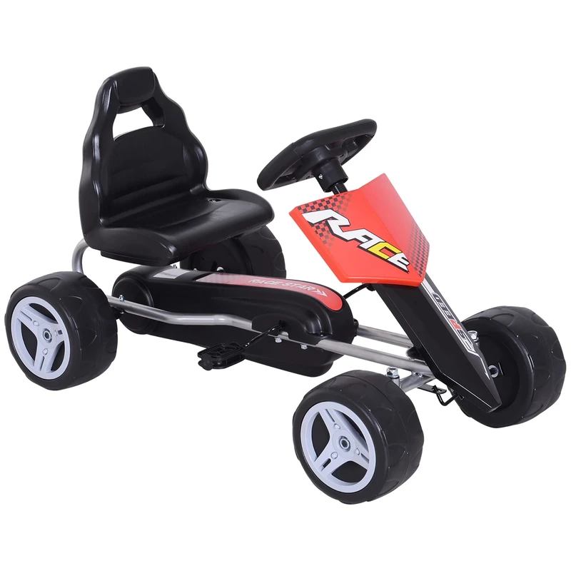 HOMCOM Pedal Go Kart Kids Ride on Car Safety Chain Guard Outdoor Racer Bike Toy Gift Age 3-8 Years - Image 1
