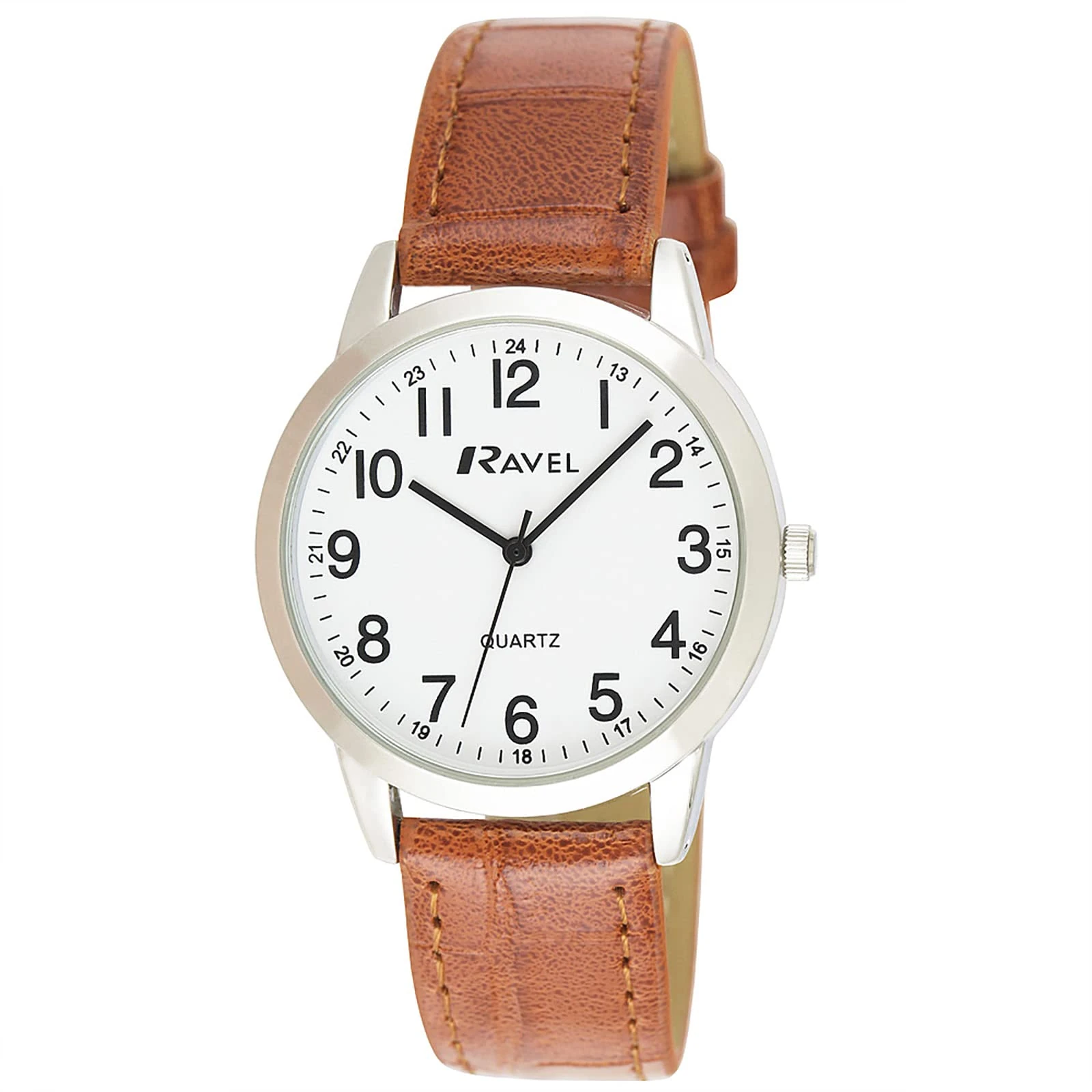 Ravel - Womens Everyday Quartz Watch with Dotted Minute Track (27mm case) - R0132.24.2 - Brown/Silver Tone