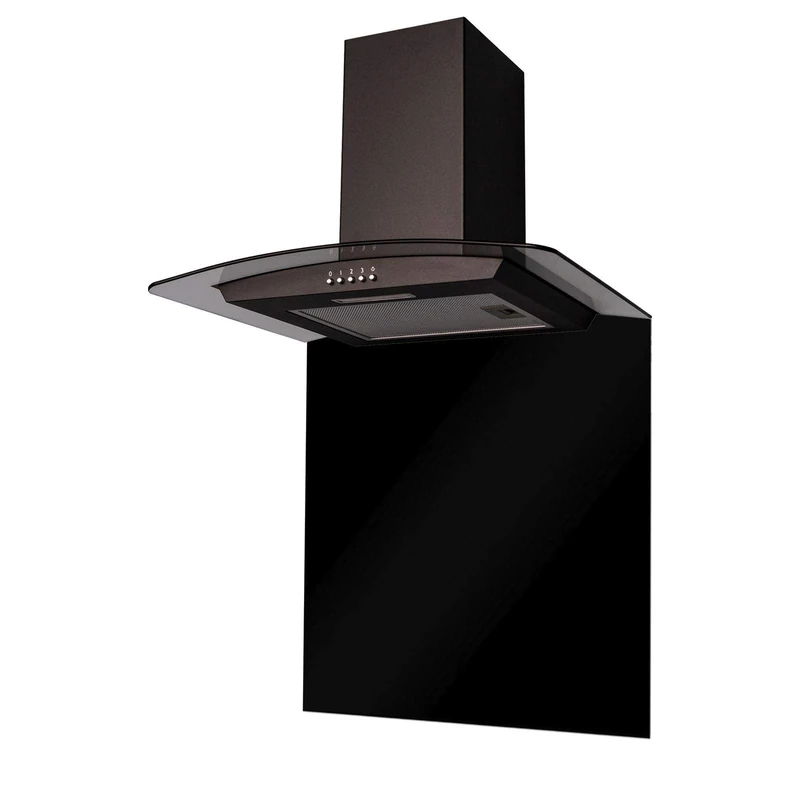 SIA CGH60BL 60cm Curved Glass Black Chimney Hood with Glass Splashback