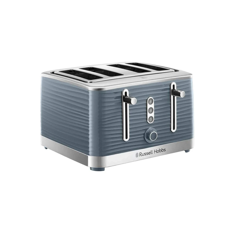Russell Hobbs Inspire 4 Slice Toaster (Extra wide slots, High lift feature, 6 Browning levels, Frozen/Cancel/Reheat function with Blue LED illumination, 1800W, Grey textured high gloss) 24383