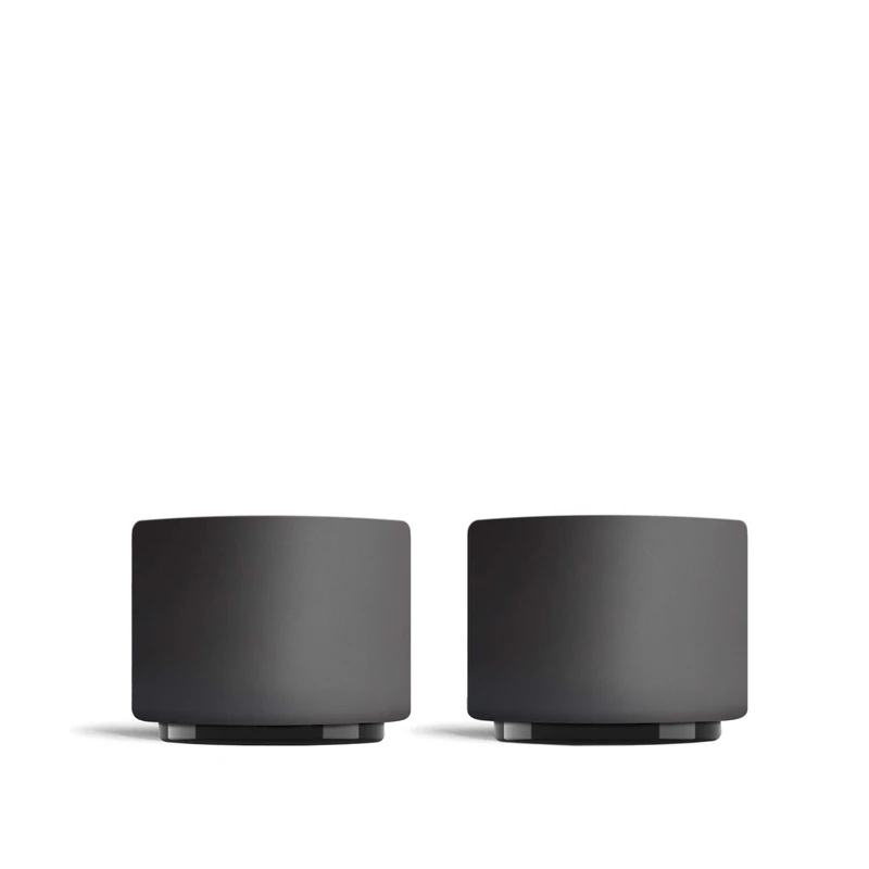 Fellow Monty Milk Art Espresso Cups - Small Double Wall Ceramic Demitasse, Matte Black with Graphite Base, 3 oz Cup (Set of 2), 88 ml - Image 1