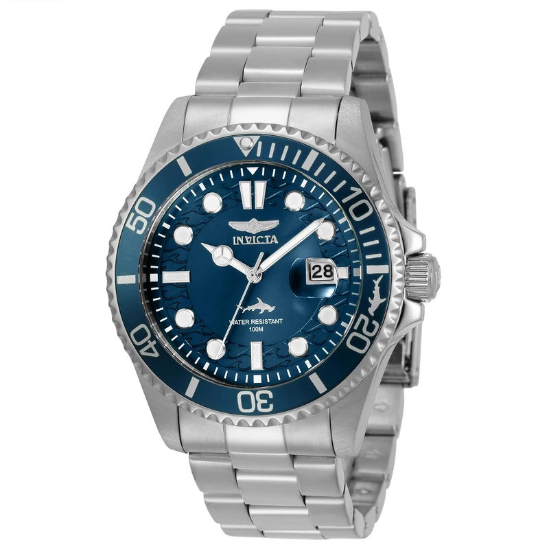 Invicta Pro Diver 30019 Men's Watch - Waterproof - Analogue - Quartz Movement - Stainless Steel with Blue dial - 43mm