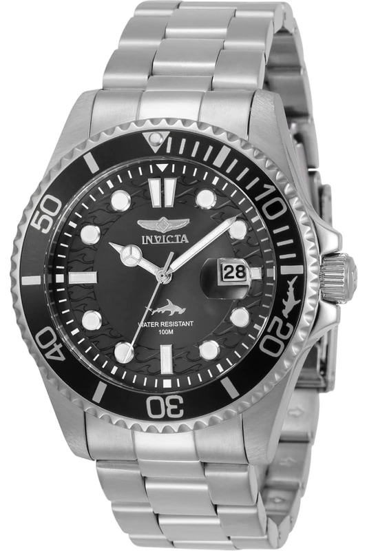 Invicta Pro Diver 30018 Men's Watch - Waterproof - Analogue - Quartz Movement - stainless steel with Black dial - 43mm