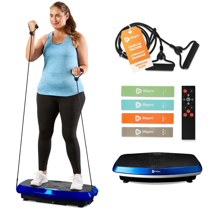 LifePro Hovert 3D Vibration Plate, Full Body Exercise Machine with Dual Motors, Lymphatic Drainage & Fitness Workout Platform with Remote, Bands & 99 Speed Levels