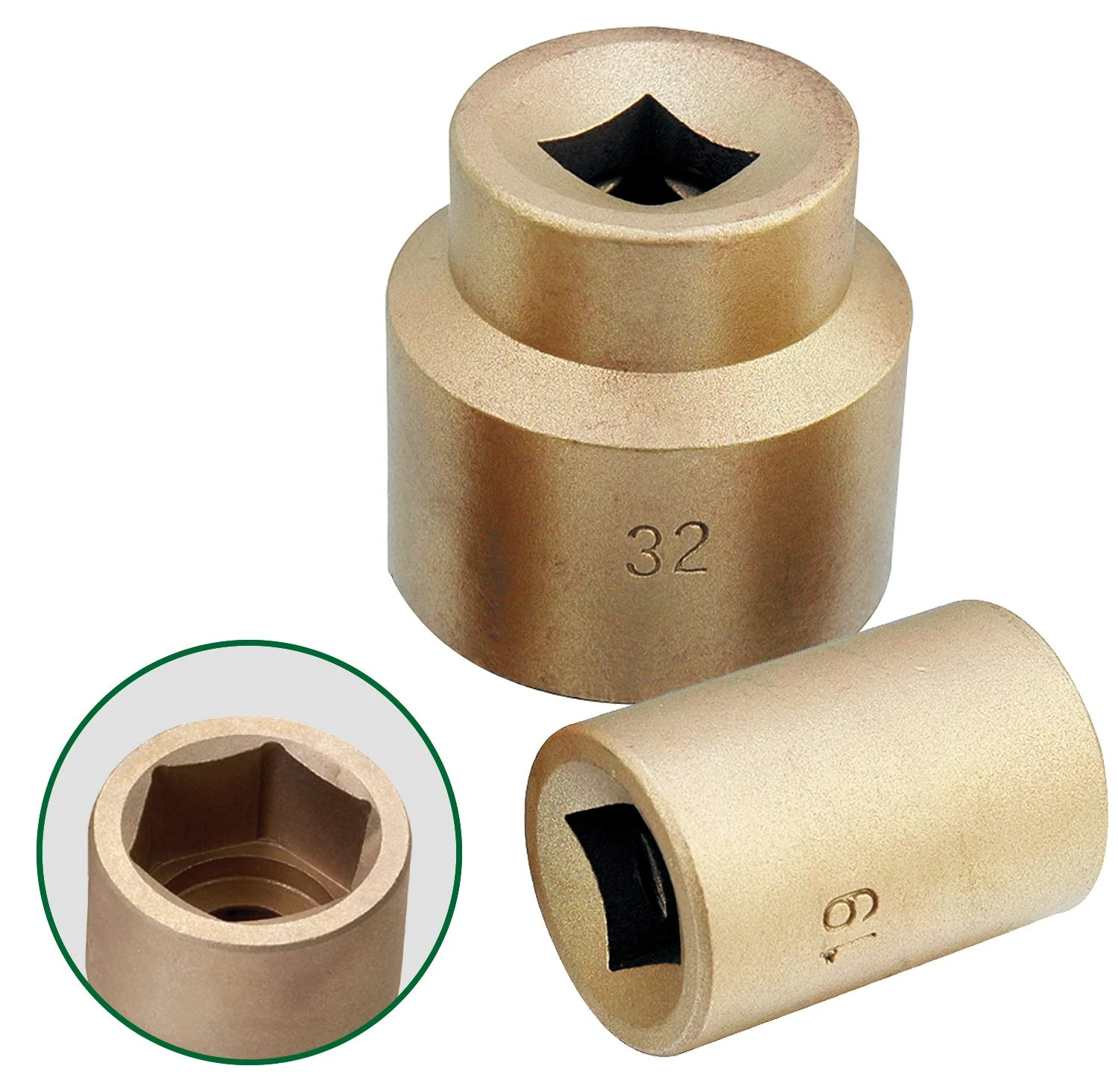 CS Unitec | Non-Sparking & Non-Magnetic Aluminum Bronze Impact Socket Set | 1-7/16 inch 6 Point Socket, 3/4 inch Drive