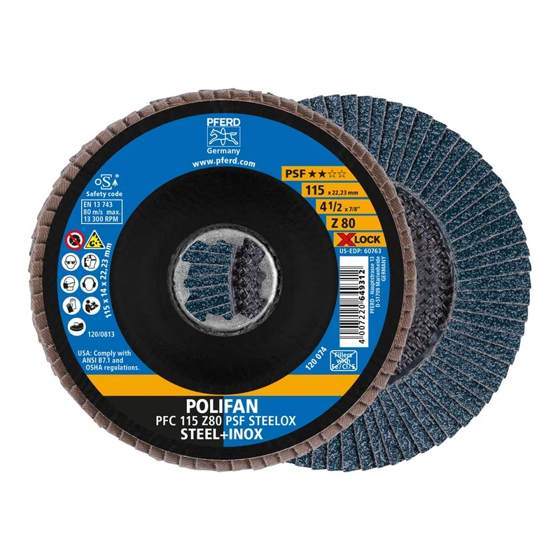 PFERD Polifan Fan Disc 115mm Z80 X-Lock PSF Steelox - 10 Pack
