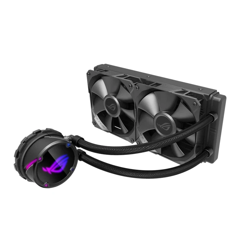 ASUS ROG Strix LC 240 All-in-One Liquid CPU Cooler with Aura Sync RGB and Dual ROG 120 mm Radiator Fan, Black