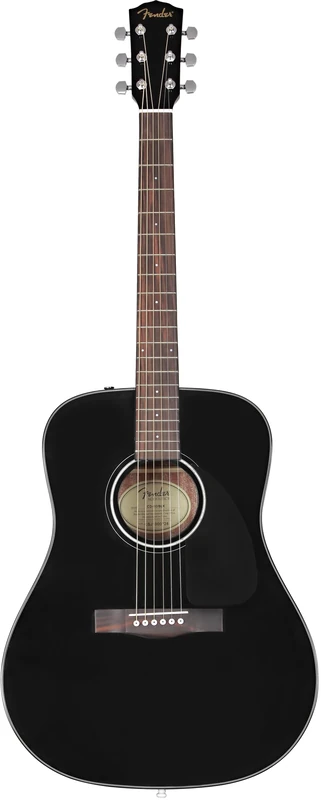 Fender CD-60 Dreadnought V3 DS Acoustic Guitar in Black with Walnut Fretboard, Great for Beginners, Comes with Free Virtual Lessons