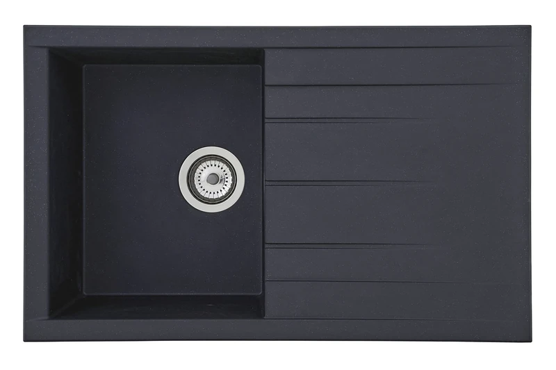 Respekta Mineralite sink in black/1 bowl built-in sink in 80 x 50 cm/sink suitable for cabinets over 50 cm wide
