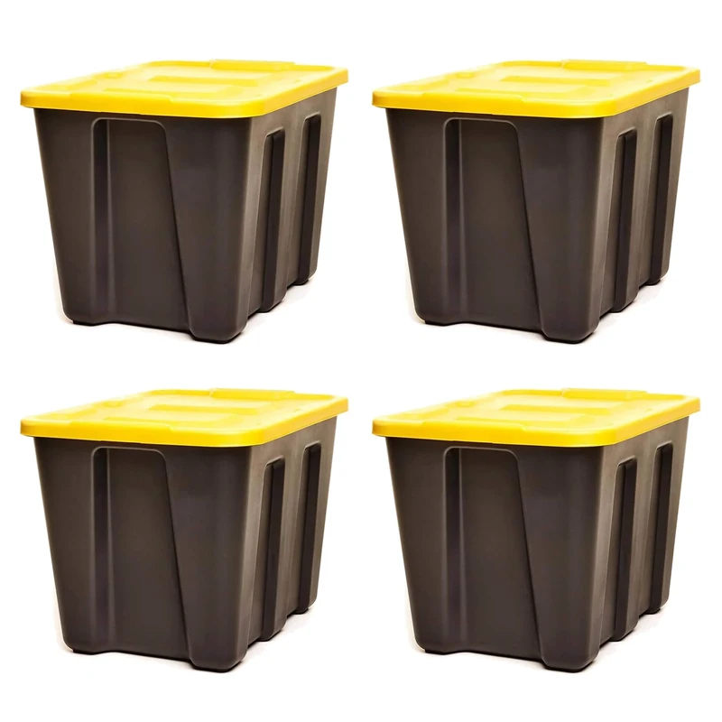 Homz Heavy Duty Plastic Storage, Black and Yellow, 22.5" x 17.5" x 16.5"