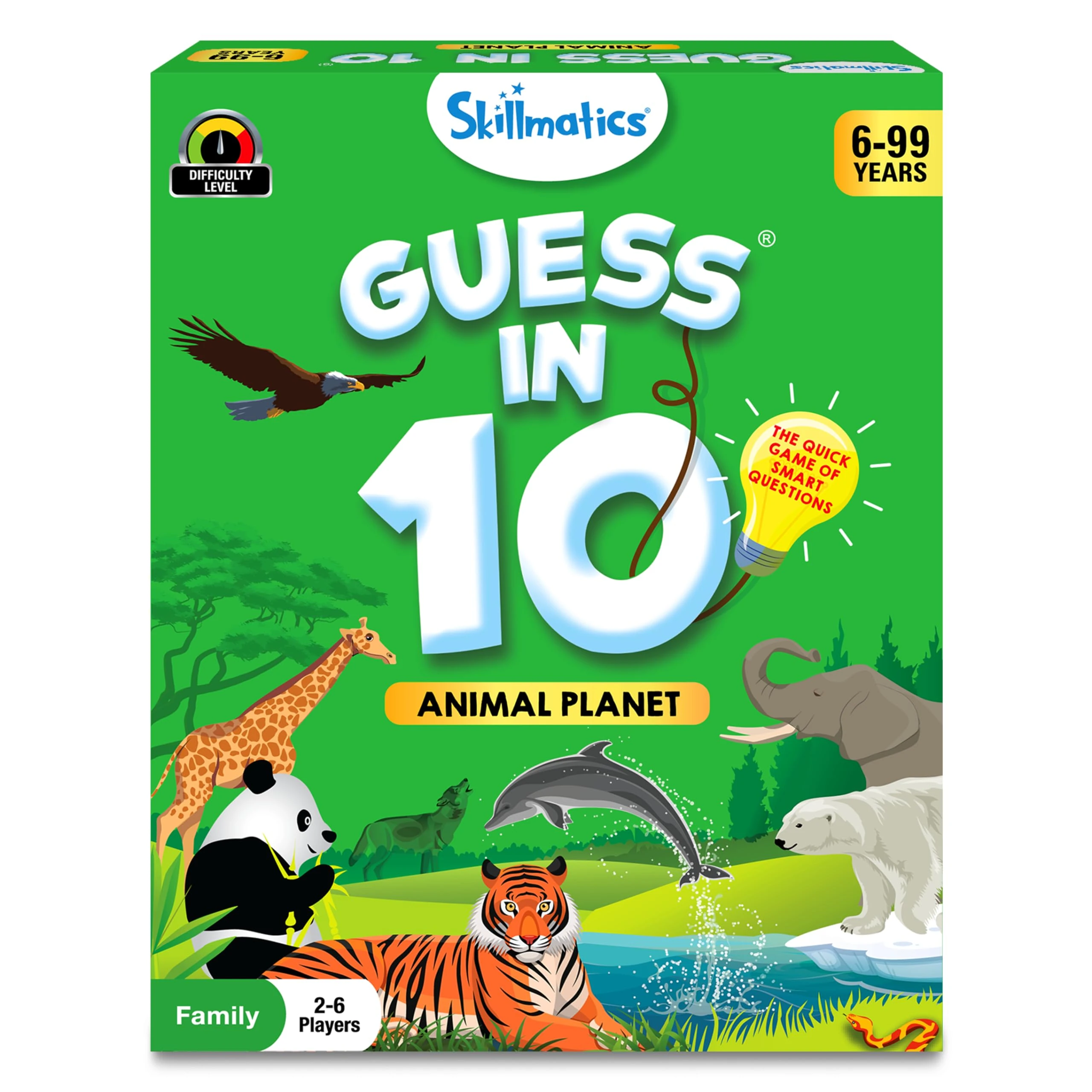 Skillmatics Guess in 10 Animal Planet, Trivia Card Game, Christmas Stocking Stuffers Perfect for Boys, Girls, Kids, Teens, Adults Who Love Animals, Travel Games, Gifts for Ages 6, 7, 8, 9, 10, and Up