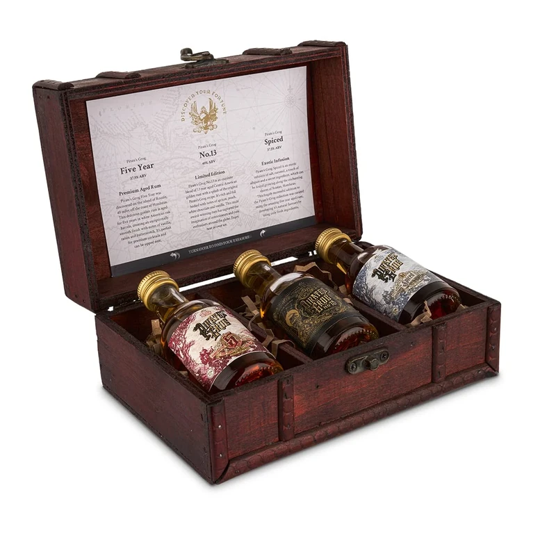 Pirate's Grog Rum Miniatures Gift Set - 3 x 50 ml Bottles | Includes Five Year, No.13 & Spiced | World Rum Award Winner | Aged in Oak Barrels | 37.5%-40% ABV | Suitable for Cocktails