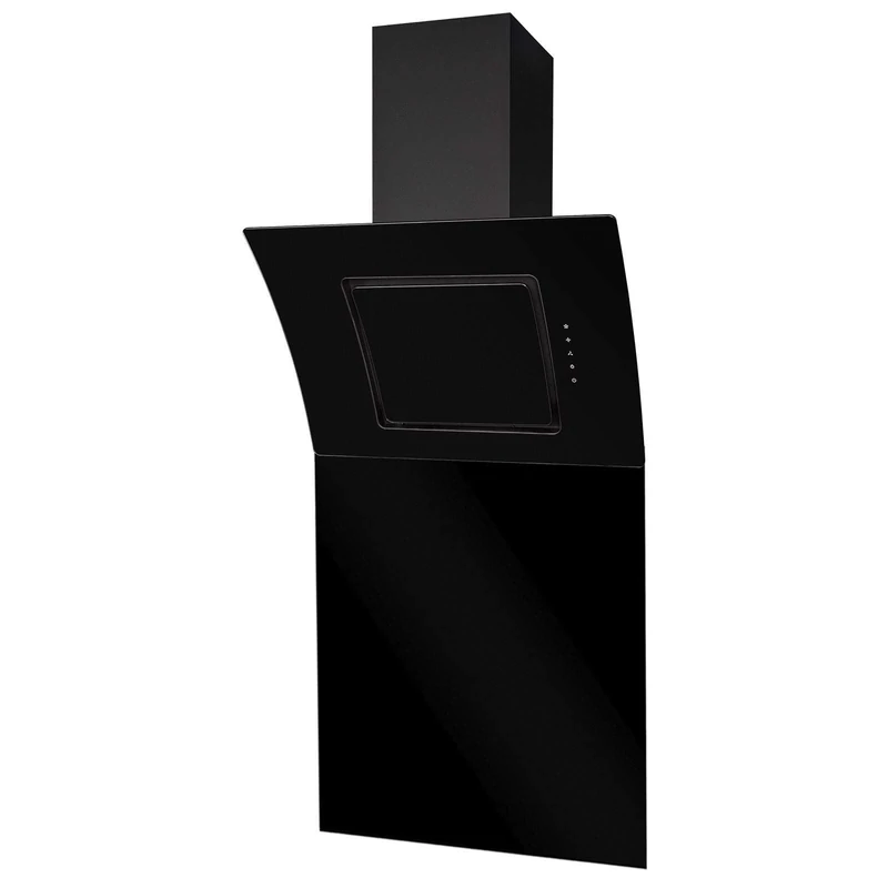 SIA 60cm Black Touch Control Angled Curved Glass Cooker Hood And 60cm Splashback