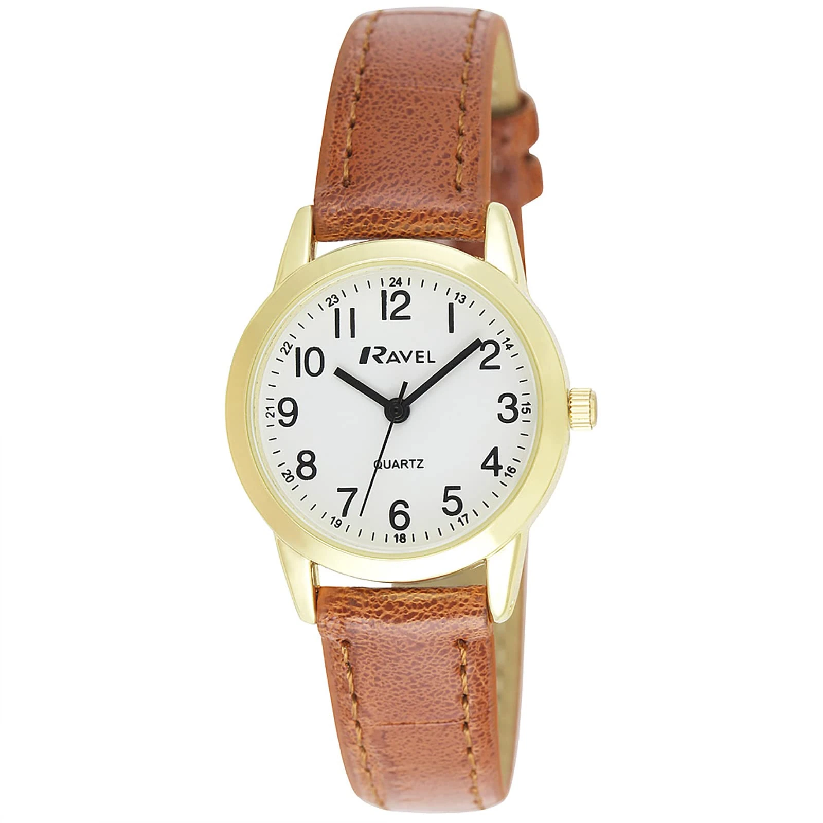 Ravel - Womens Everyday Quartz Watch with Dotted Minute Track (27mm case) - R0132.25.2 - Brown/Gold Tone Tone