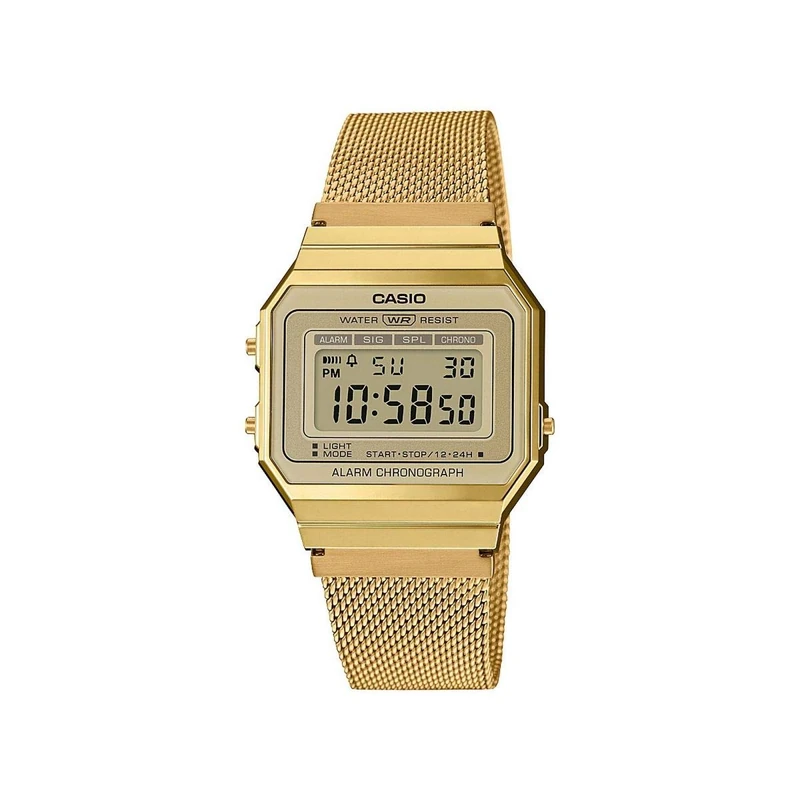 Casio Unisex 36.00mm Quartz Watch with LCD Digital dial and Gold Mesh Bracelet Strap A700WEMG-9AEF