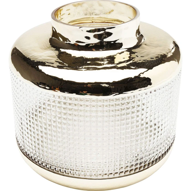 Kare Design Vase LA Noble, gold, tranparent, Glass Coloured, handmade, modern round vase for flowers, handblown room decor, home decor for living room, bedroom, 19x19,5x19,5cm (H/W/D)