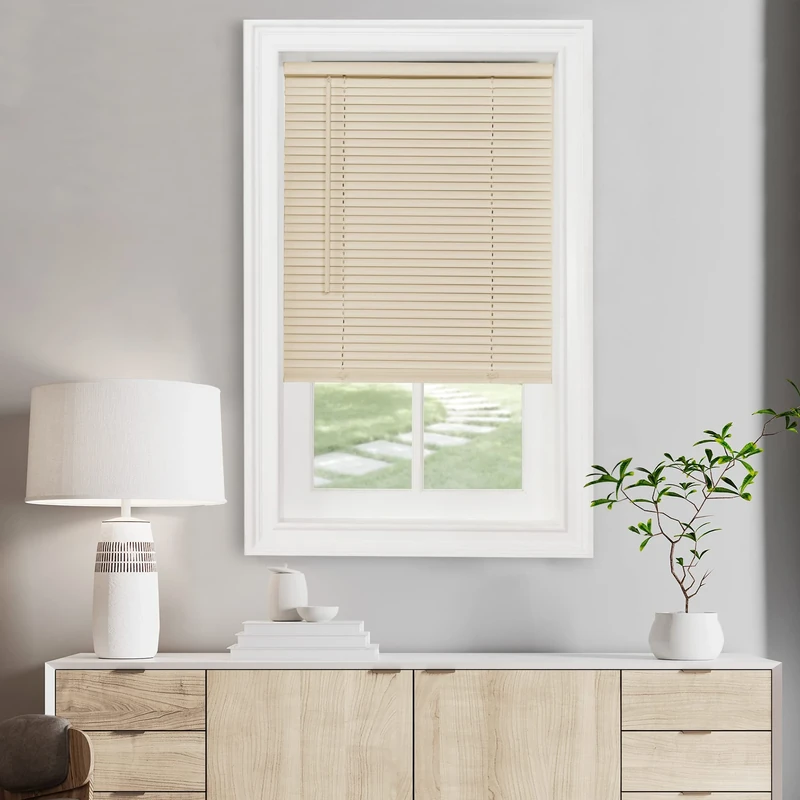 Achim Home Furnishings Cordless GII Morningstar 1" Light Filtering Mini Blind, Length 64inch drop X Width 44inch, Alabaster - Image 1
