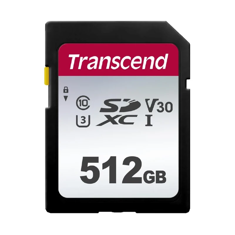 Transcend SDC300S 512GB SDXC, C10, U3, V30 Memory Card, Speed up to 100MB/s for Digital Cameras