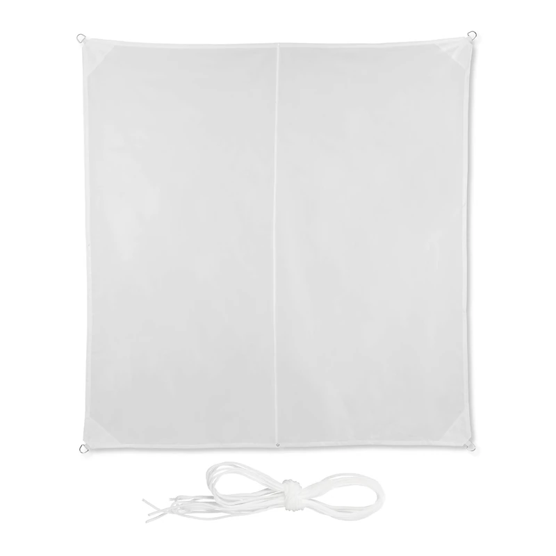 Relaxdays Shade Sail, Square, Water-Repellent, UV-Protection with Tethers, Balcony Canopy, WxD: 3 x 3m, White