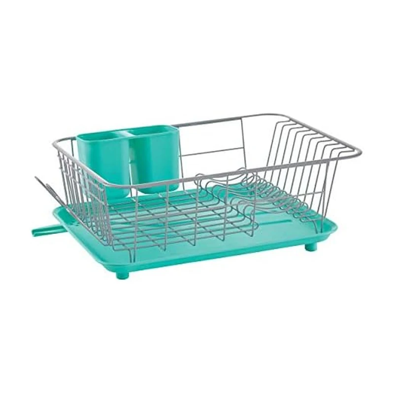 Farberware Full Dishrack, Aqua, 3-Piece