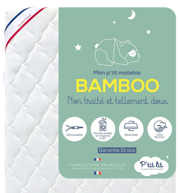 P'TIT LIT Bamboo Child Mattress - 70 x 140 cm - Made in France