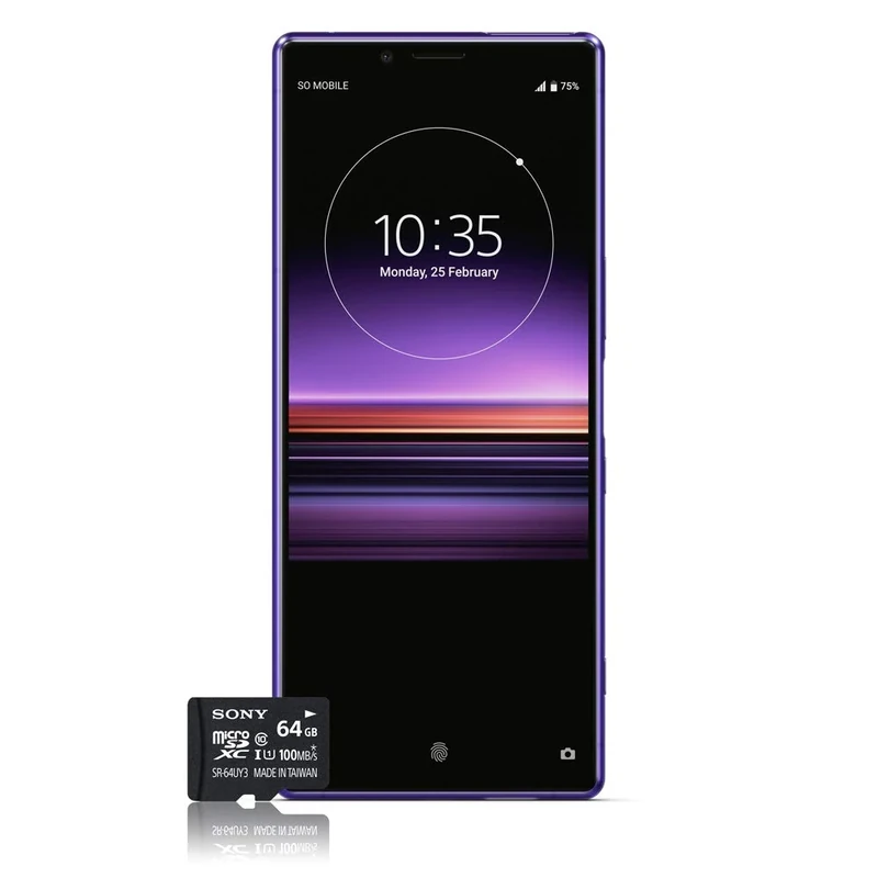 Sony Xperia 1 SIM Free Unlocked UK Smartphone, 6.5inch 4K HDR OLED Screen, 128GB Memory, 6GB RAM, Android 9.0 - Supplied with 64 GB Memory Card – Purple