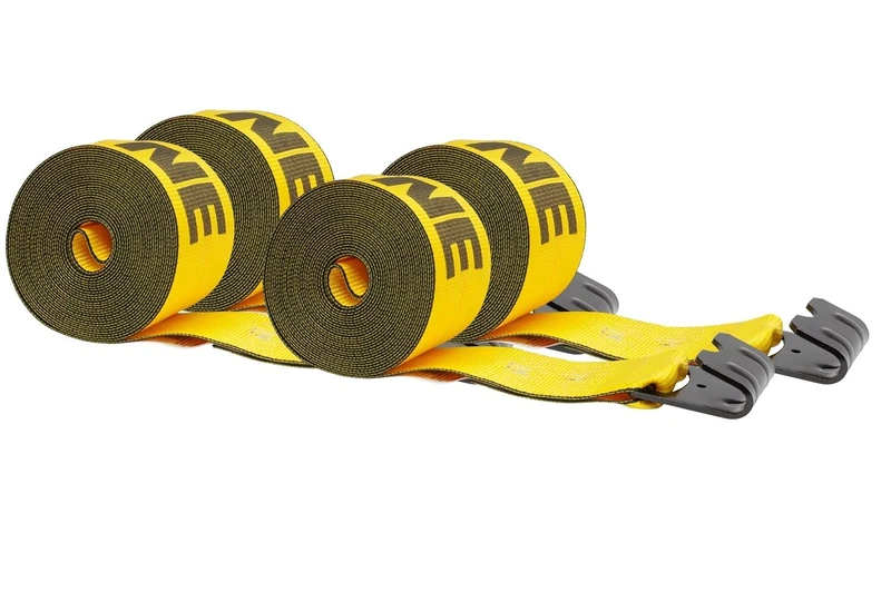 Mytee Products (4 Pack) Kinedyne 4" x30' Winch Straps w/Flat Hook, WLL 5400 Trailer Flatbed Tie Down Strap - Gold