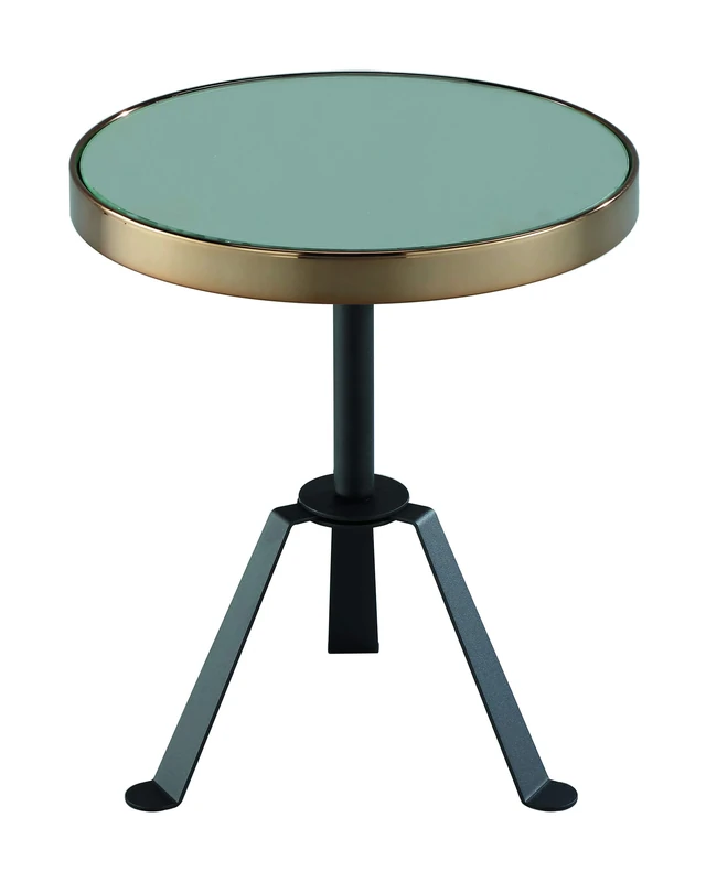 Aspect Leonardo Three Legged Side Table With Mirrored Top-Rose Gold/Black, Metal, 40 diameter x 47(H) cm