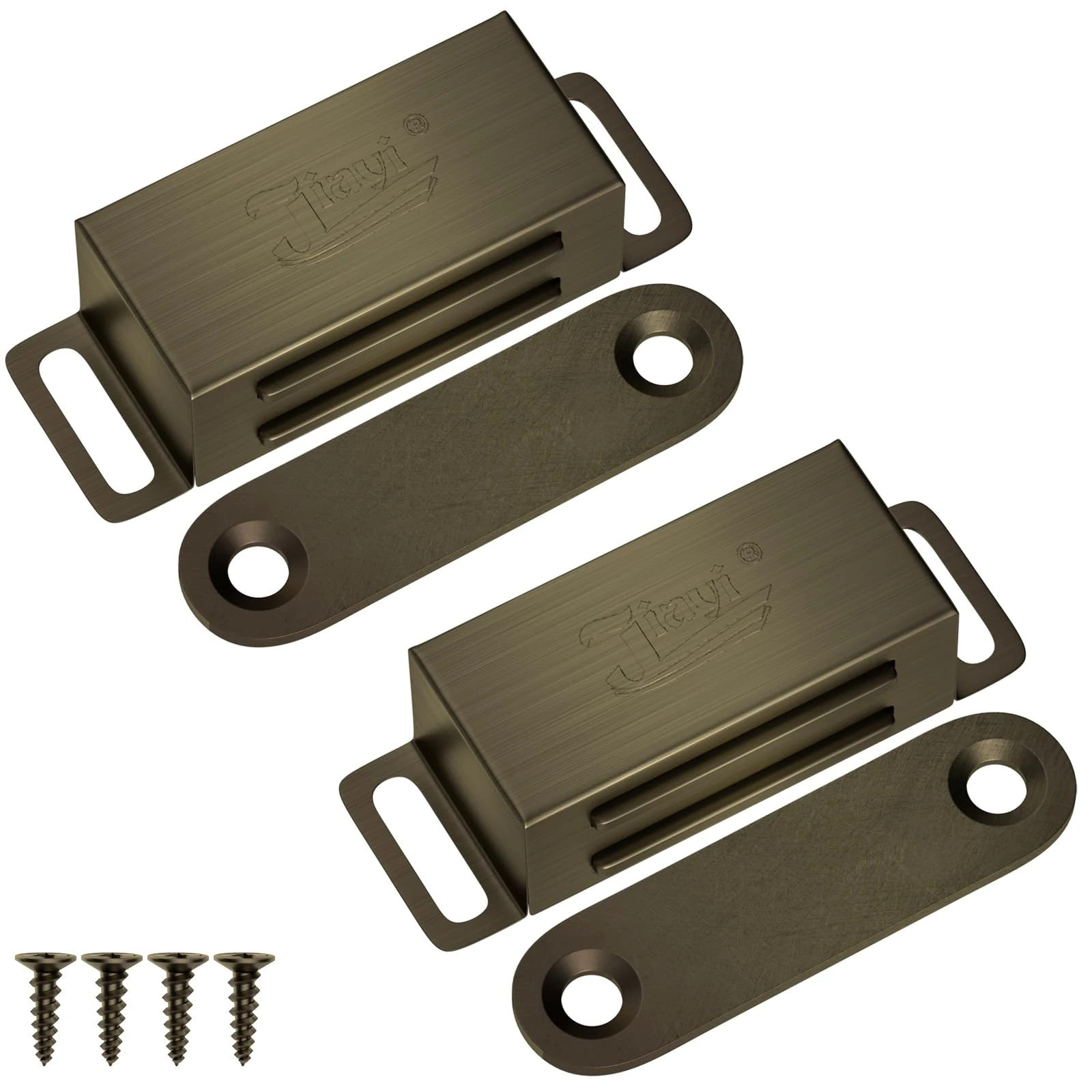 Cupboard Door Magnets Jiayi 2 Pack Bronze Wardrobe Magnetic Cupboard Door Catches Stainless Steel Small Cabinet Door Magnetic Latches for Kitchen Wardrobe Magnets Door Closers Magnet Closure