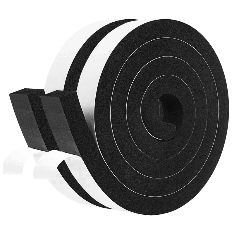 fowong Draft Excluder for Doors, 2 Rolls 25 mm(W) x 20 mm(T) Total 4M Long, Foam Tape Single Sided for Automotive Applications, RV, Car Wall, Furniture Protective, Anti-Vibration, Anti-Collision